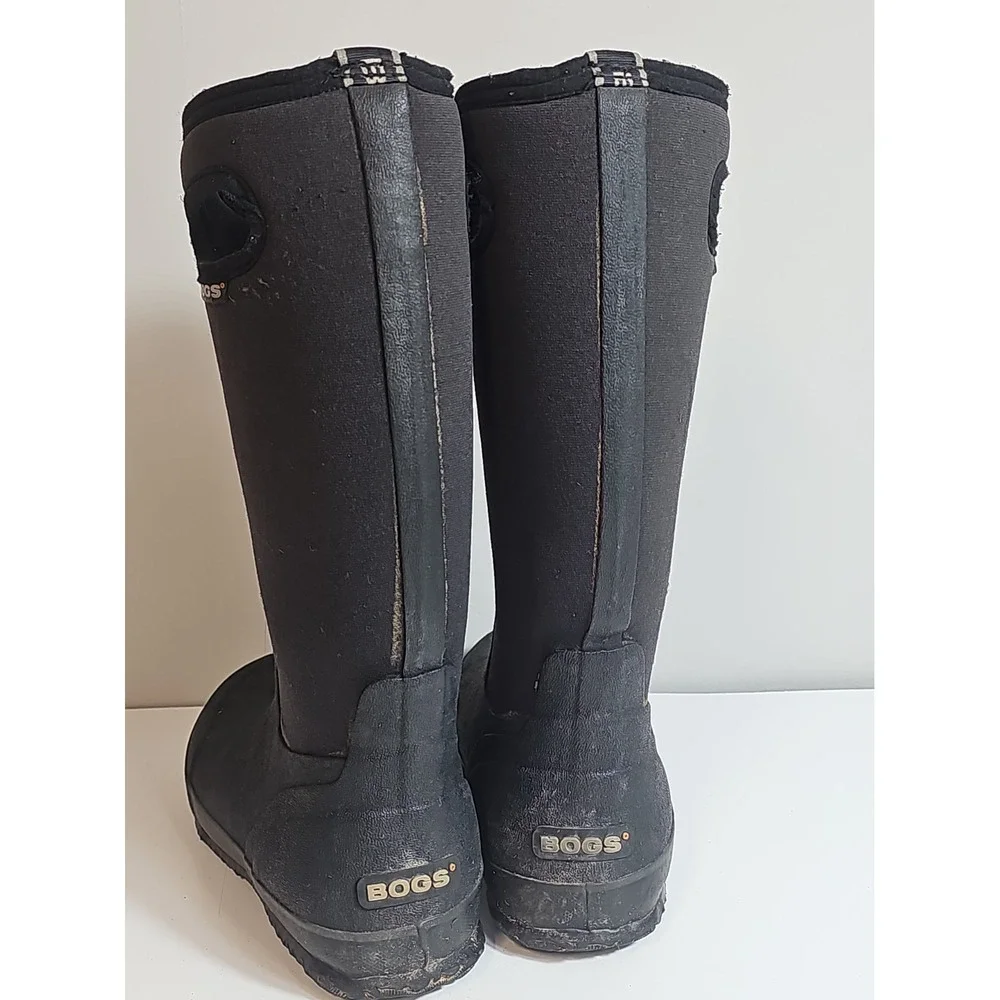BOGS Boots Women's US 7 EUR 40 Classic High Handle Rubber Tall Black Waterproof